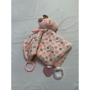 Dream Gro Pink Bear Lovey Plush Rattle Security Blanket Teether Sensory Toy
